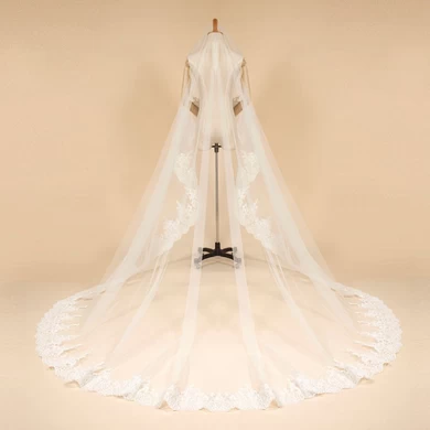 ZZ nupcial renda borda nupcial véu de casamento 2017 novo design com pente