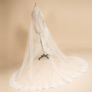 ZZ Bridal lace edge bridal wedding veil 2017 new design with comb