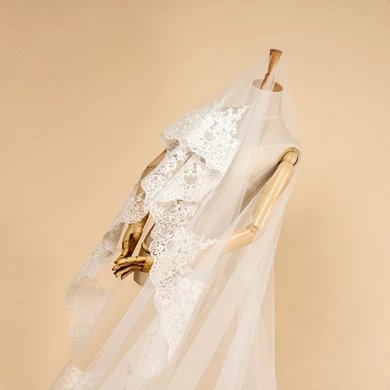 ZZ Bridal Edge Lace nuptiale mariage voile 2017 nouvelle conception avec le peigne