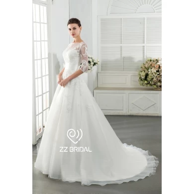 ZZ bridal 2017 V-back lace appliqued beaded A-line wedding dress