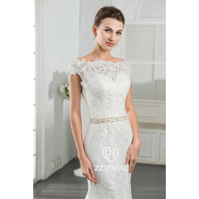 ZZ bridal 2017 V-back lace appliqued beaded mermaid wedding dress