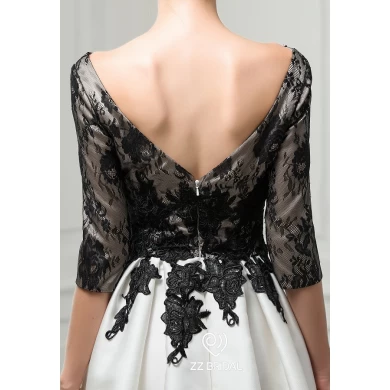ZZ koronki dla nowożeńców 2017 V-back appliqued czarne krótkie suknie wieczorowe