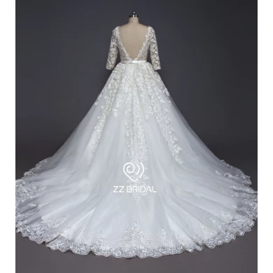 ZZ Bridal 2017 v-neck and v-Back Lace Applikationen A-Line Wedding Dress
