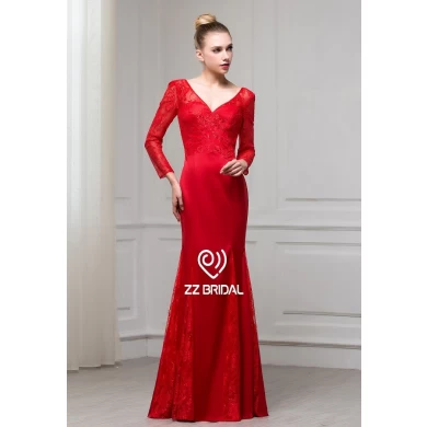 Koronki dla nowożeńców 2017 ZZ serek i V-back appliqued czerwona suknia wieczorowa