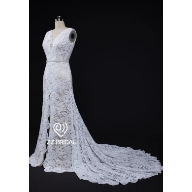 ZZ Bridal 2017 V-cou dos en dentelle appliqued sirène robe de mariée
