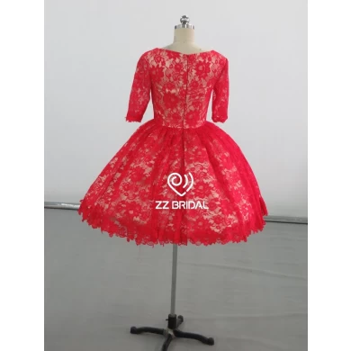 ZZ 新娘2017船颈部蕾丝球礼服短晚礼服