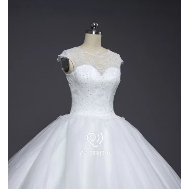 ZZ невеста 2017 Кап рукав с кружевной рубашкой аппликуед свадебное платье