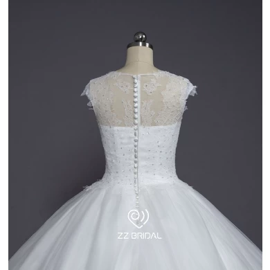 ZZ Bridal 2017 Cap Sleeve Lace Applikationen Ball Kleid Hochzeit Kleid