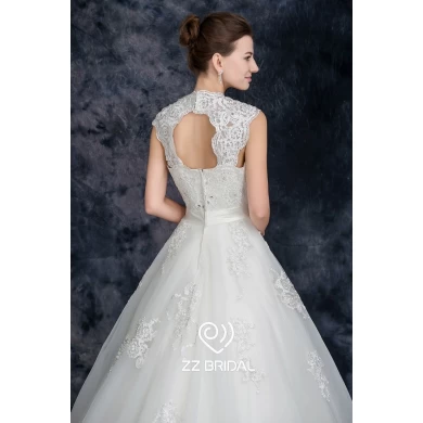 ZZ bridal 2017 halter strap lace appliqued beaded A-line wedding dress