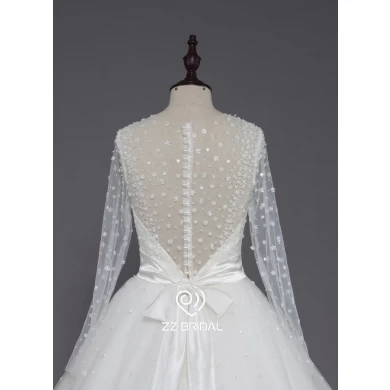 ZZ bridal 2017 long sleeve beaded ruffled A-line wedding dress