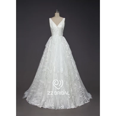 ZZ nupcial 2017 novo estilo v-pescoço vestido de noiva Lace