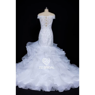 ZZ 新娘2017肩串珠和竖起的美人鱼婚纱礼服