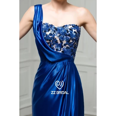 ZZ nupcial 2017 fora do ombro frisado RoyalBlue vestido de noite longa