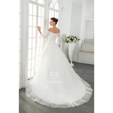 ZZ Bridal 2017 hors épaule dentelle appliqued A-ligne robe de mariée