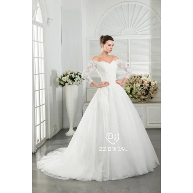 ZZ Bridal 2017 off Schulter Lace Applikationen A-Line Wedding Dress