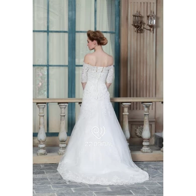 ZZ Bridal 2017 hors épaule dentelle appliqued et perlée robe de mariée sirène
