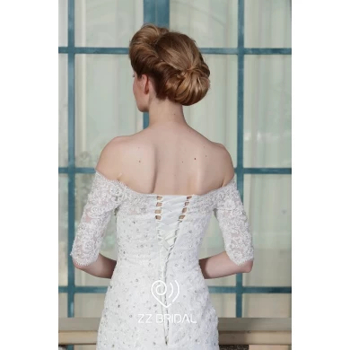 ZZ Bridal 2017 off Schulter Lace Applikationen und Beaded Mermaid Wedding Dress