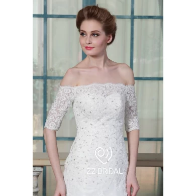 ZZ Bridal 2017 hors épaule dentelle appliqued et perlée robe de mariée sirène