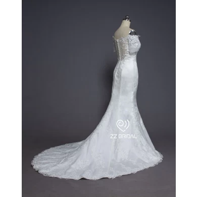 ZZ nupcial 2017 Off-ombro renda aplicada sereia vestido de noiva