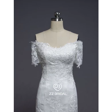 ZZ bridal 2017 off-shoulder lace appliqued mermaid wedding dress