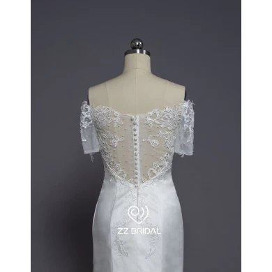 ZZ bridal 2017 off-shoulder lace appliqued mermaid wedding dress