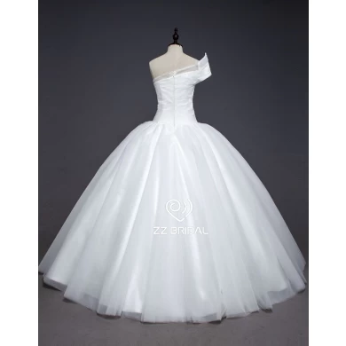 ZZ Bridal 2017 1-spalla increspata perline abito da sposa in sfera