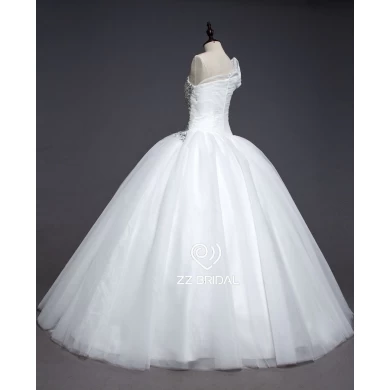 ZZ Bridal 2017 1-spalla increspata perline abito da sposa in sfera