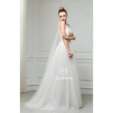 ZZ bridal 2017 sleeveless ruffled sash A-line wedding dress