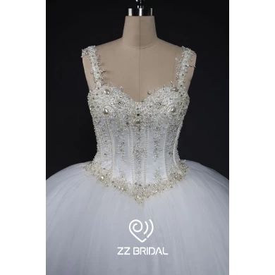 ZZ bridal 2017 spaghetti strap beaded ball gown wedding dress