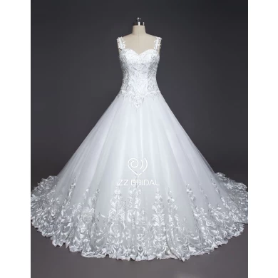 ZZ bridal 2017 spaghetti strap lace appliqued A-line wedding dress
