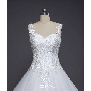 ZZ bridal 2017 spaghetti strap lace appliqued A-line wedding dress