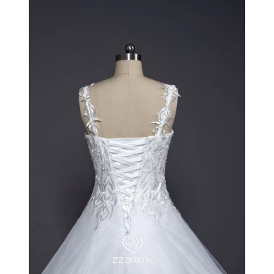 ZZ nupcial 2017 espaguetis correa de encaje appliqued una línea de vestido de novia