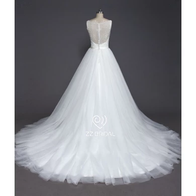ZZ bridal 2017 spaghetti strap lace appliqued bowknot  A-line wedding dress