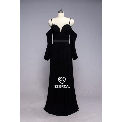 ZZ bridal 2017 spaghetti strap sweetheart neckline black long evening dress