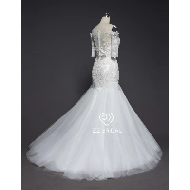 ZZ Bridal 2017 droit dentelle encolure appliqued et perlée robe de mariée