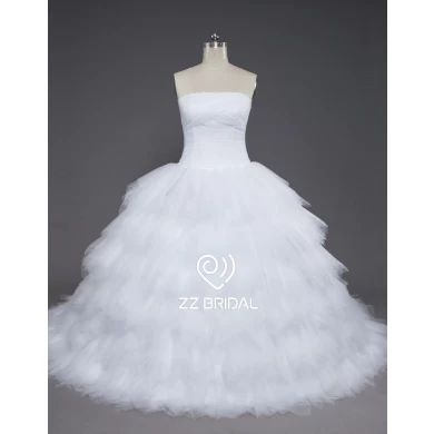 ZZ nupcial 2017 escote recto rufffled Ball vestido de novia