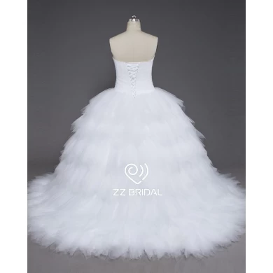 ZZ nuptiale 2017 Straight décolleté rufffled bal robe de mariée