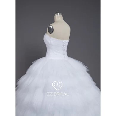 ZZ bridal 2017 straight neckline rufffled ball gown wedding dress