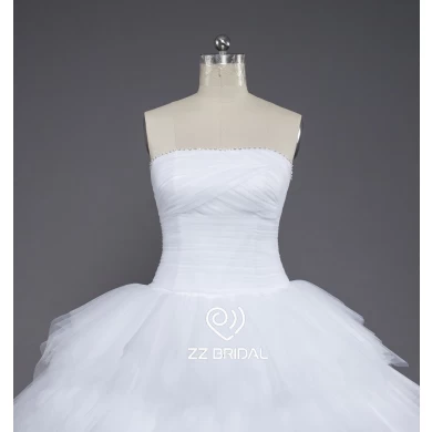 ZZ bruids 2017 rechte hals rufffled bal toga bruiloft jurk