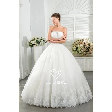 ZZ bridal 2017 strapless ruffled lace appliqued ball gown wedding dress