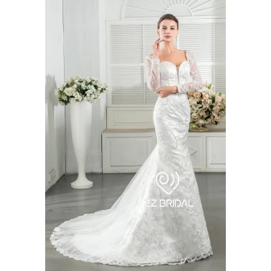 ZZ koronki dla nowożeńców 2017 sweetheart dekolt appliqued suknia ślubna syrena
