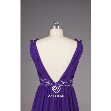 ZZ bridal V--neck-and V-back belt, appliqued Line long evening dress