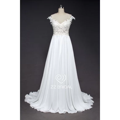 ZZ Bridal v-neck and v-neck Chiffon a-line Wedding Dress