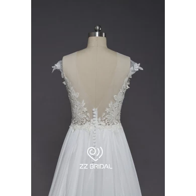 ZZ bridal  V-neck and V-neck chiffon A-line wedding dress
