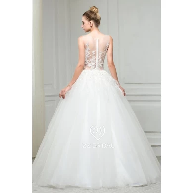 ZZ Bridal 2017 Boat Neck Feather Lace Applikationen A-Line Wedding Dress
