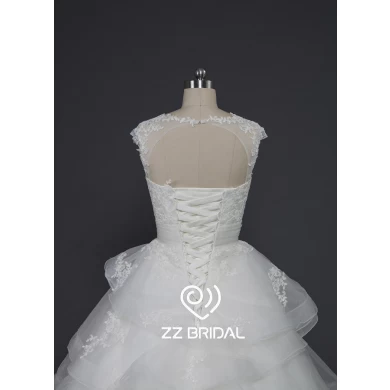 ZZ Bridal Capsleeve volants dentelle appliqued robe de mariée à billes