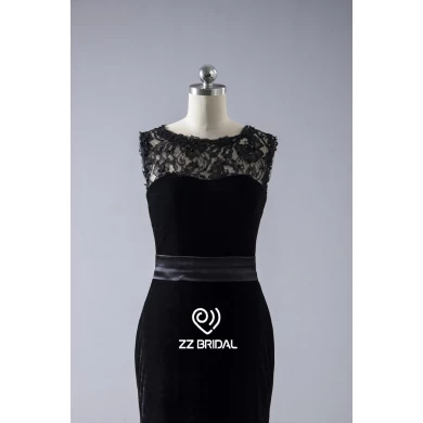 ZZ Bridal Illusion Ausschnitt Lace Applikationen samt a-line langer Abend Kleid
