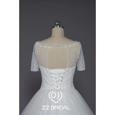 ZZ bridal new style lace-up short sleeves lace wedding dress