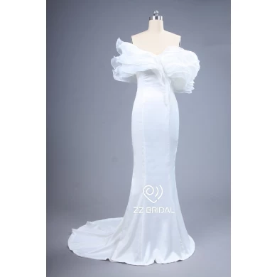 ZZ bridal off shoulder sleeveless ruffled mermaid wedding dress