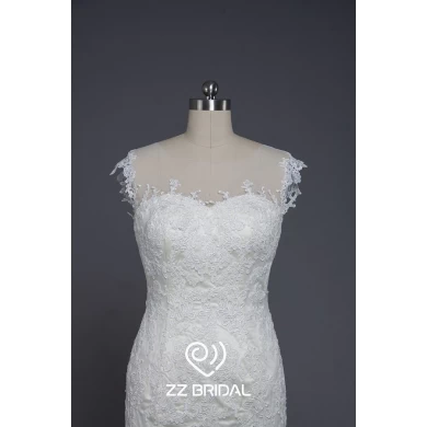 ZZ Bridal sexy voir à travers le dos dentelle appliqued robe de mariée